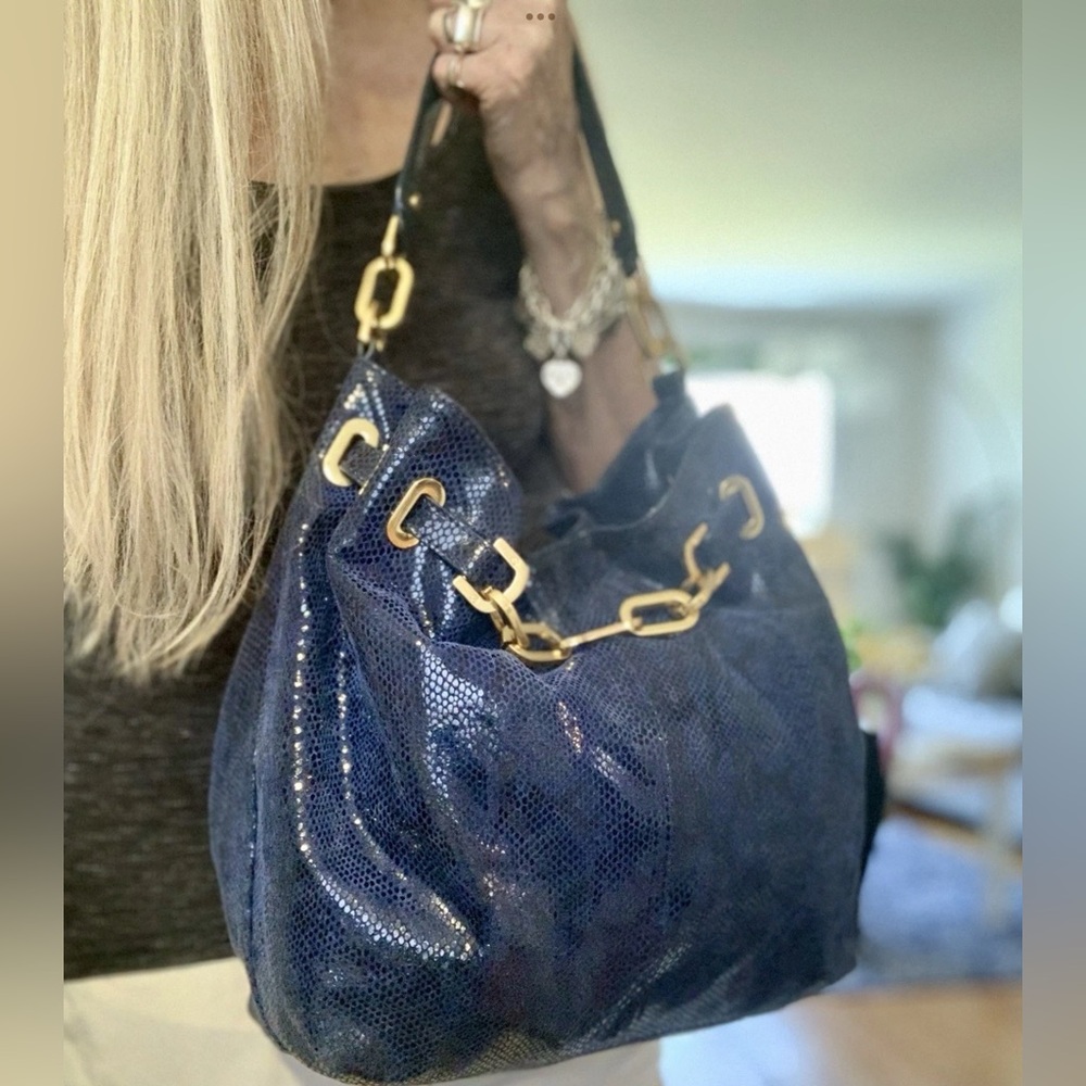 Tory Burch Python Embossed High Shine Leather Hob… - image 6